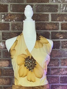 Brown/Beige/Tan Floral Halter Top
